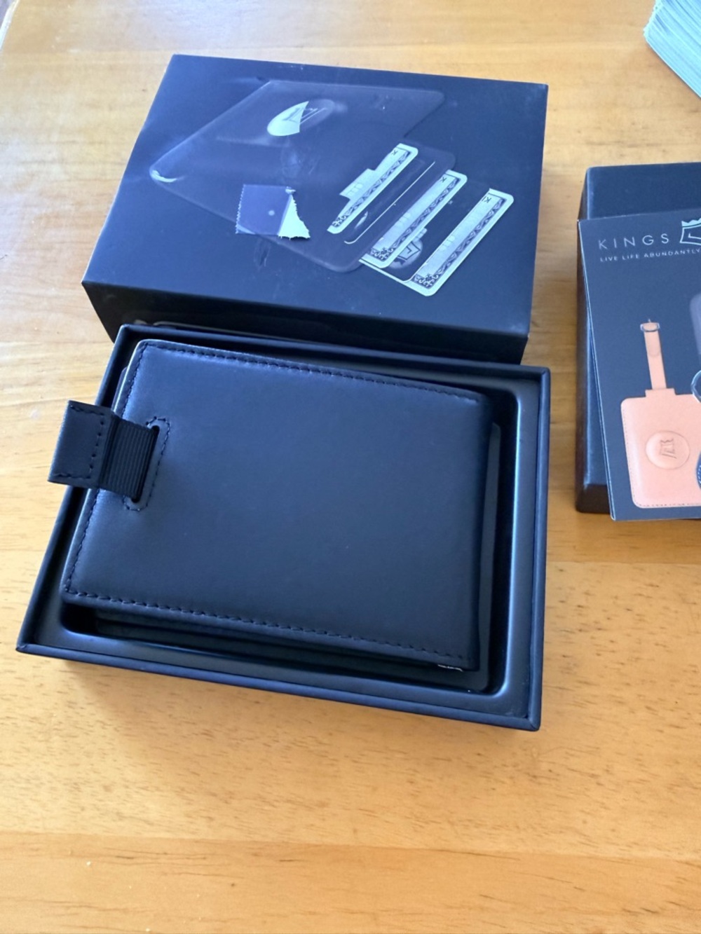 Minimalist Black Leather Pull-Tab Wallet -